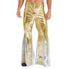 S-3XL Men's 70s Disco Pants Shiny Metallic Sequins, Hippie Vintage Bell Bottoms Flared Pants for Dance Party & Nightclub
