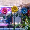 3 stk. 15,5'' Blomsterhavepæle Farverige Metal Blomsterhavekunst Udendørs Rustfri Plantepinde til Græsplæne Terrasse Sti Dekoration