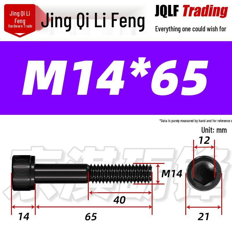 Hex Socket Head Cap Screw, Half Thread, M12-M18, High-Strength, Blackened Cylindrical Head, Knurled Bolt
