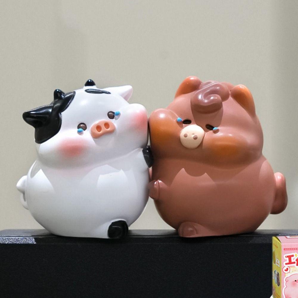 8pcs/set Desk Ornament Screen Animal Model Computer Display Center Console Doll  Monitor Screen