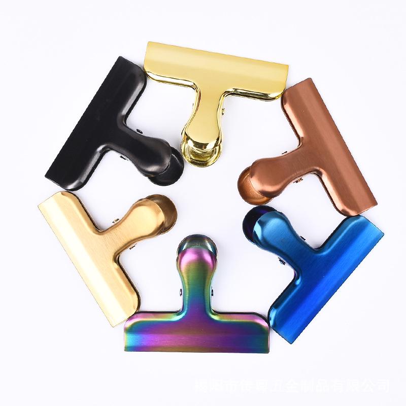 Nordic Style Electroplated Metal Clip - 77mm Glossy Color Sealing Clip