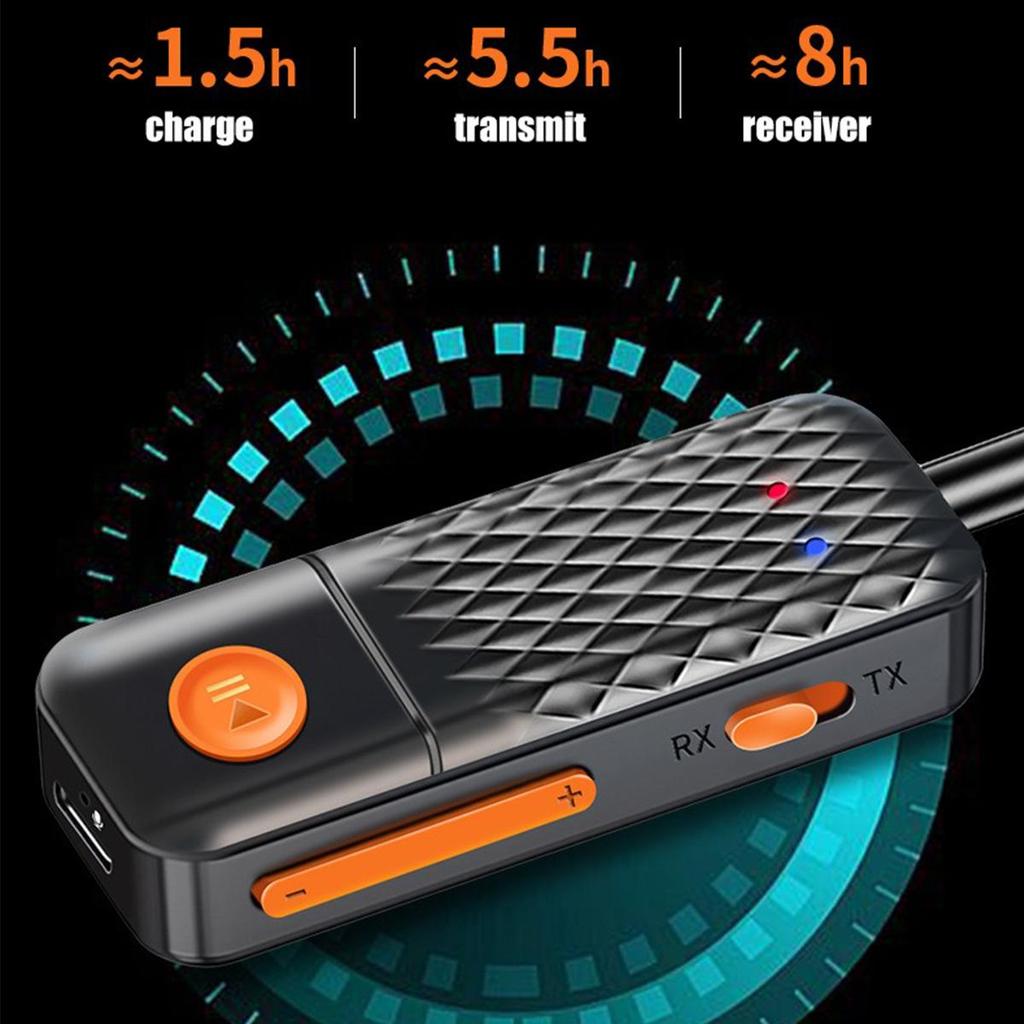 2 In 1 Wireless Bluetooth 5.4 Audio Adapter 3.5MM AUX Transmitter Receiver Hifi Stereo Music With Mic For Car Music Audio Airplane TV PC Headphone