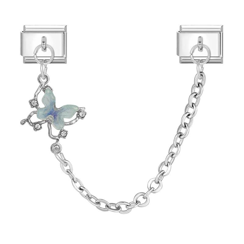 Simple Design Butterfly Star Heart Tassel Chain Pendant Italian Charm Links Fit 9MM Stainless Steel Bracelet DIY Making Jewelry