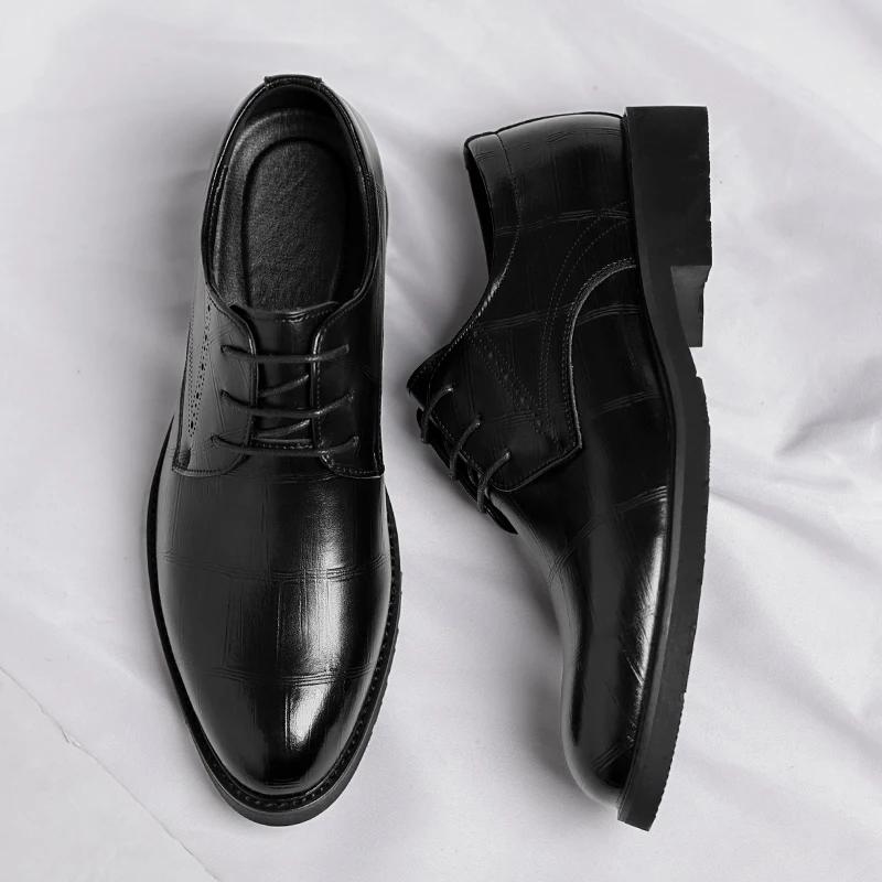 Men's Leather Shoes Outdoor Leather Lace-Up Men's Business Dress Shoes Casual Wedding Party Fashion Brogue Shoes for Men
