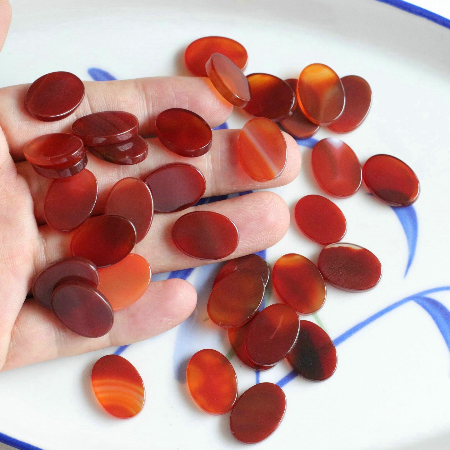 Natural Red Agate Flat Oval Piece 13x18mm, Holeless DIY Accessory