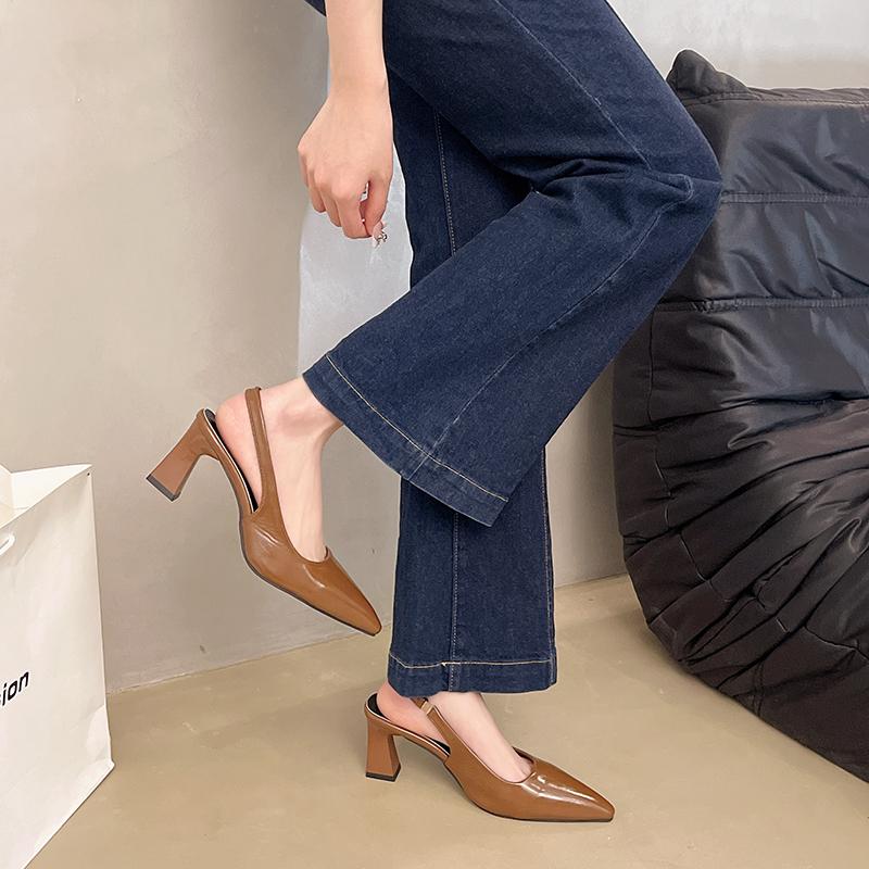 Fashion High Heels Pointed Toe Women Sandals Sexy Summer Shoes Luxury New Trend 2025 Brand Slippers Slingback Chunky Pumps Woman Zapatos