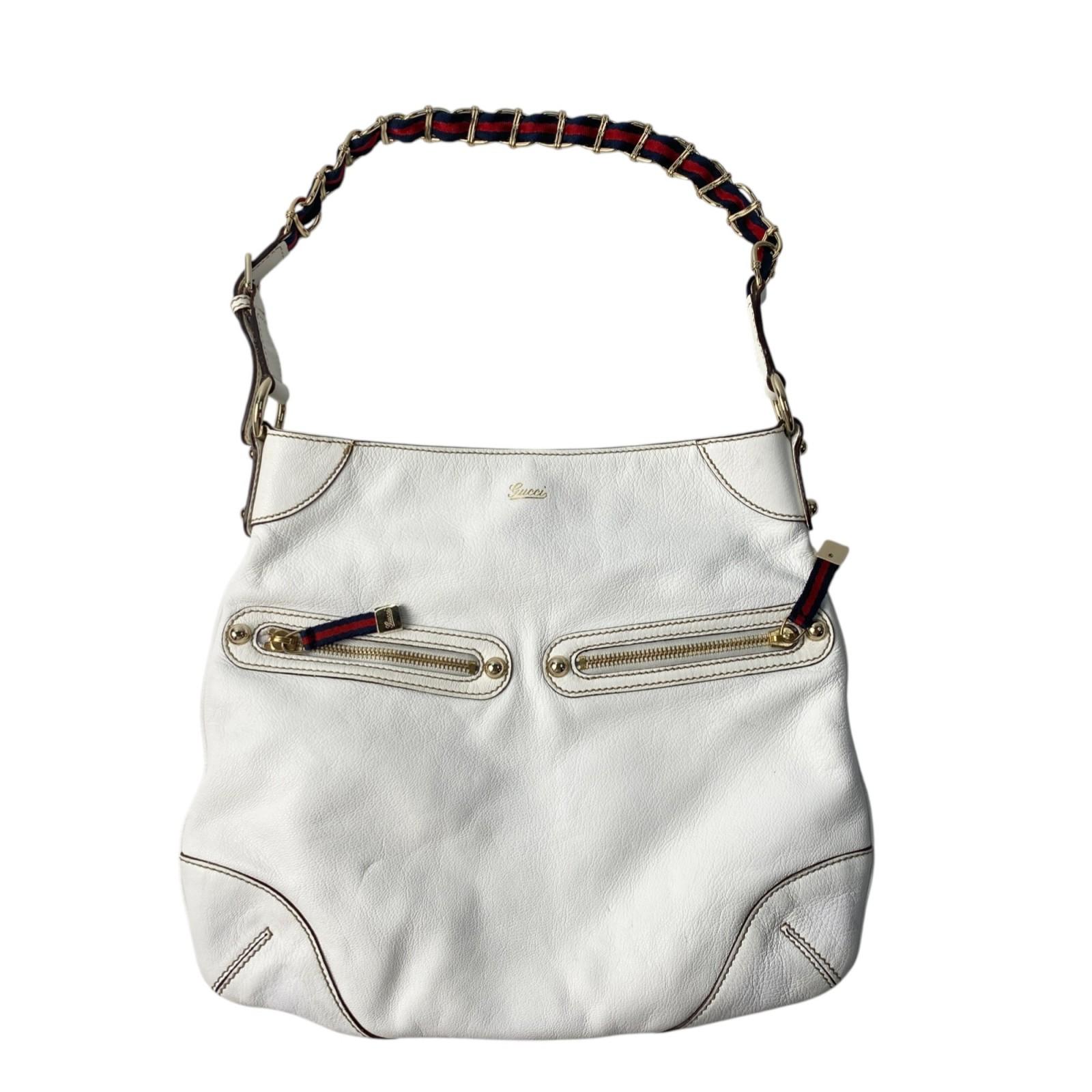 

Used GUCCIHandbag white/Navy/red/gold leather Women