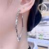 European & American Geometric Rhombus Hoop Earrings - Silver Needle, Versatile Fashion Accessory for Women