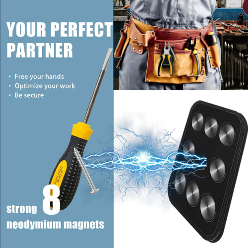 Bjsdkff Magnetic Tool Holder, Magnetic Belt Clip with Super Strong Neodymium Magnets, Leather Sleeve for Screws, Hammers, Sockets, Pliers, Drills, Wre