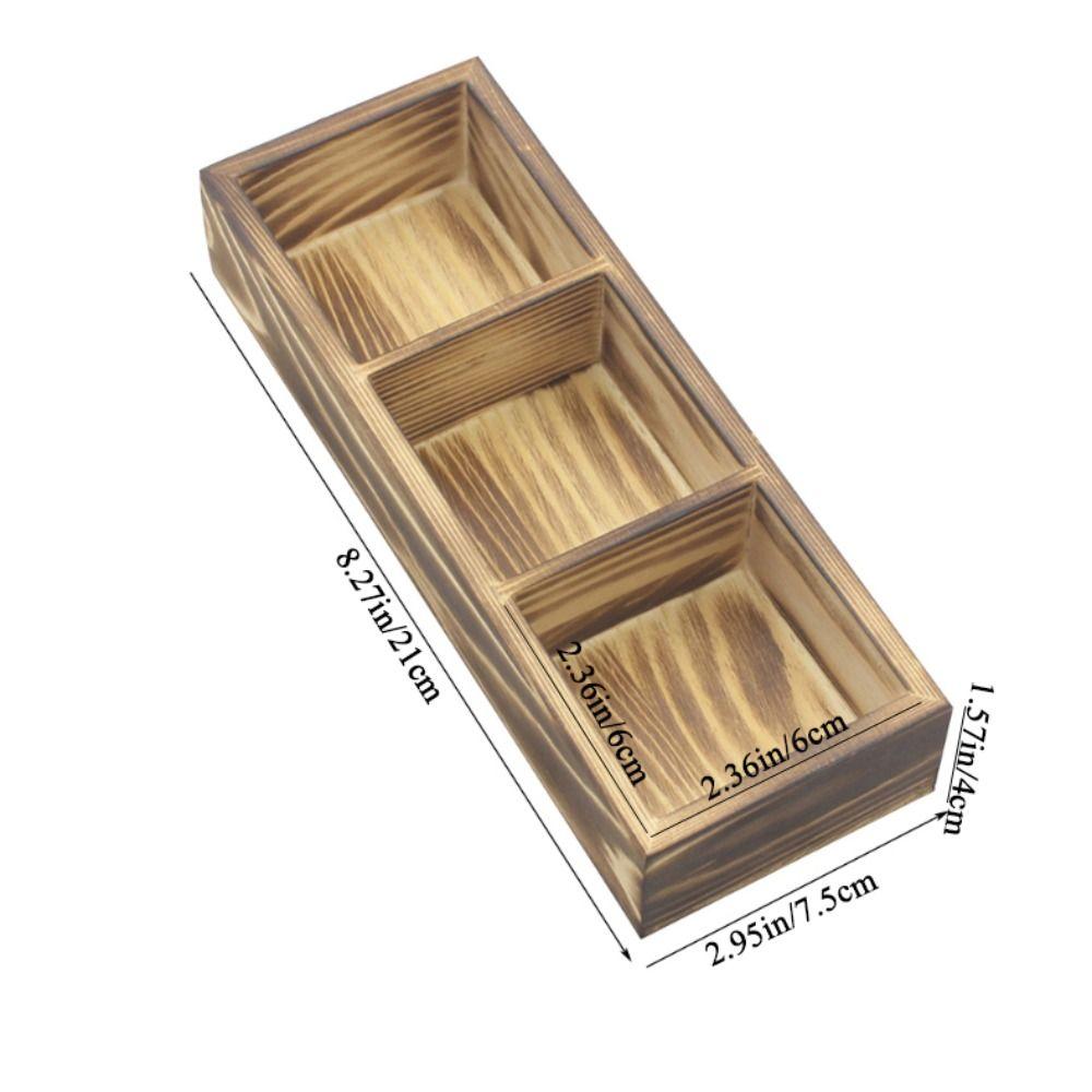 3 Grids Wooden Tea Box Coffee Holder Countertop Organizer Cabinets