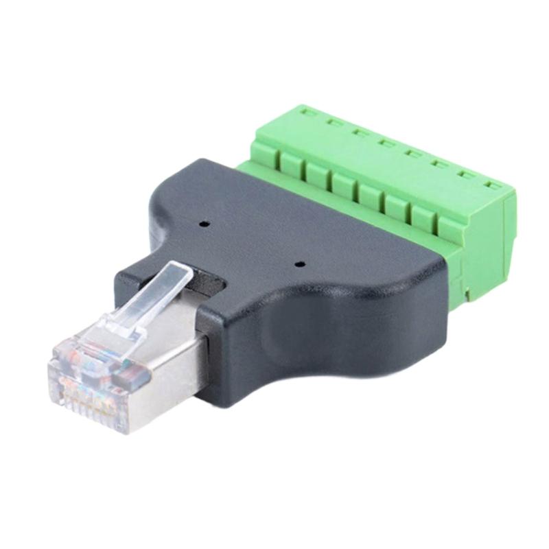 

Адаптер RJ45 Male на 8-контактный винтовой клеммник Высокоскоростная передача данных Пластиковый сетевой адаптер Легкая пластиковая конструкция 1