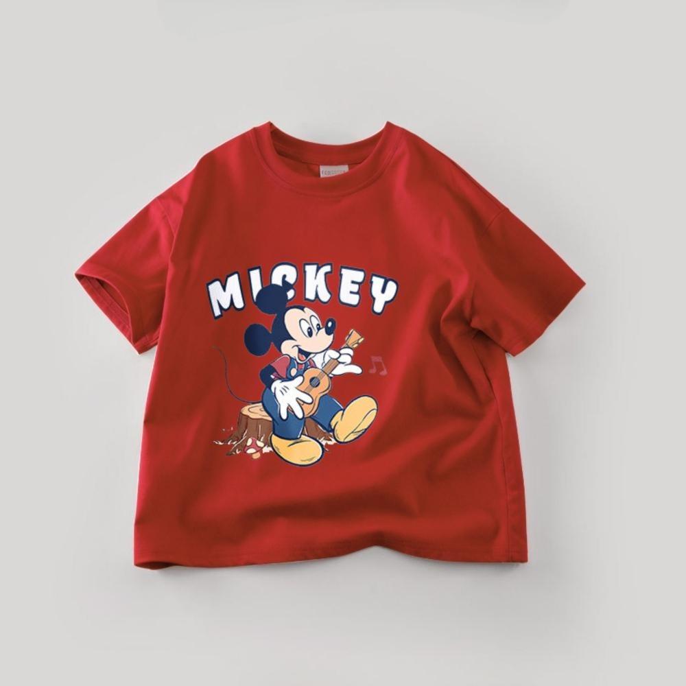 Solid Color  Mickey Children T-shirt Summer Clothing  Cartoon Casual Tees Crewneck Short Sleeved Tops Kids Tees