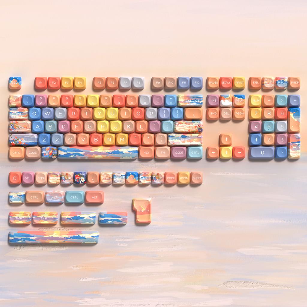 Xiaomi 132 Keys Green 5 Sides Dye Sublimation PBT Keycaps Cute MOA Profile Keycaps for Cherry Gateron MX Switches Mechanical Keyboards
