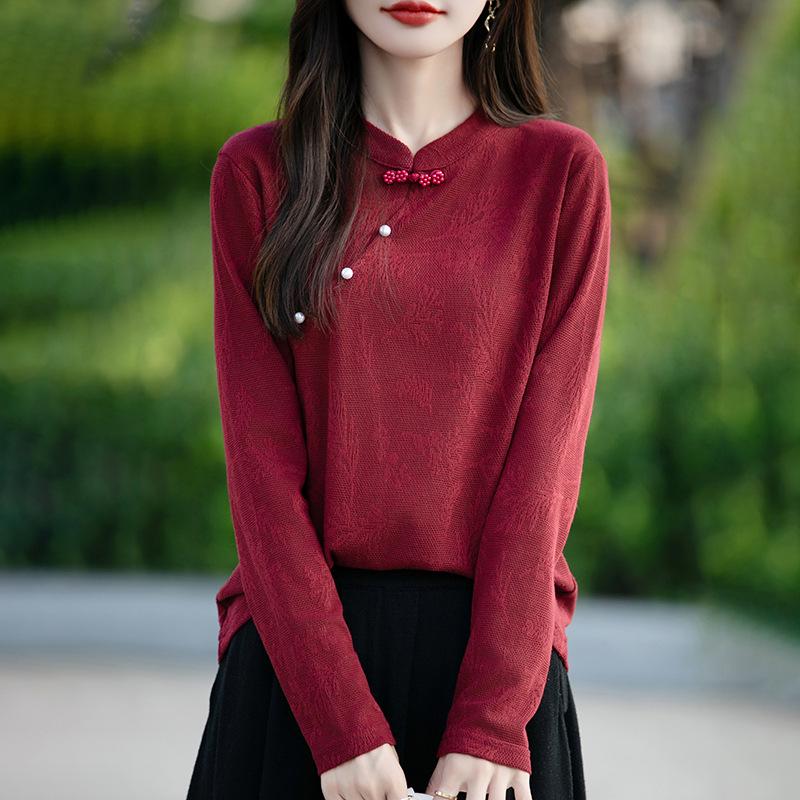 2024 Autumn/Winter High-End Knitted Sweater with Chinese Pearl Frog Closure