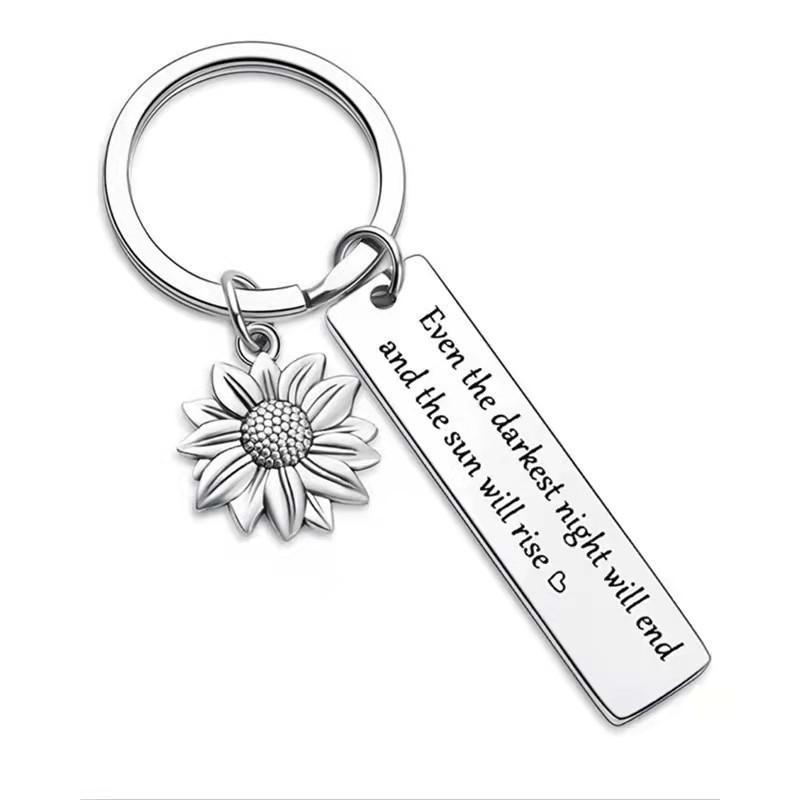 Stainless Steel Charming Keychain With Sunflower Theme Ideal For Special Gifts For Loved Ones