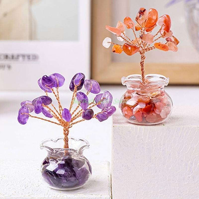 24TE Crystal Stone Energy Tree for Inviting Abundants and Home Decoration Elegant