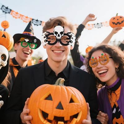 1pcs Halloween Pumpkin Glasses Bat Skull Photo Props for Kids Party Glitter Felt Plastic Costume Decor