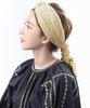 VINGTAINE Pleated Turban Hairband with Ribbon Perfect for Resort or Mature Beige Tie, Updos, HB-116-BE-