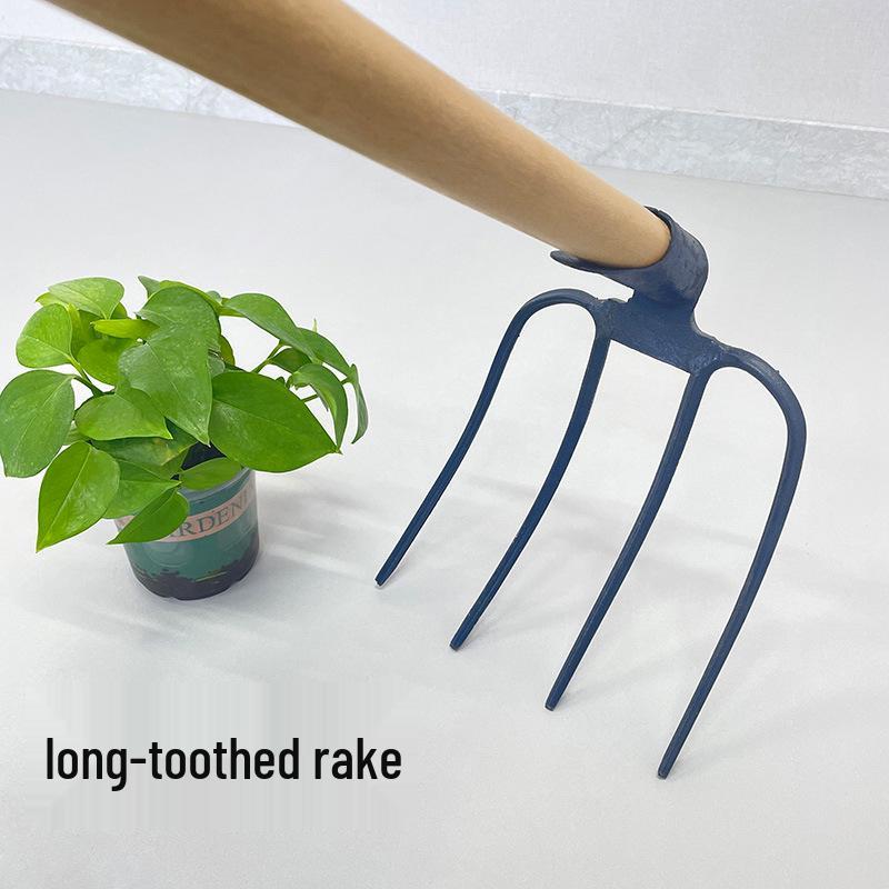 Long-Toothed Spike Rake for Soil Loosening, Leveling, Vegetable Planting, and Grass Raking - Durable Iron Farm Tool