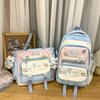 Contrasting Color Junior High School Students' Large Capacity Schoolbags  Female High School Students' Shoulder Bags  Balloon Badges and Backpacks