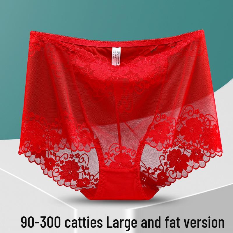 Plus Size Seamless Lace High Waist Tummy Control Panties (90-300 Lbs)