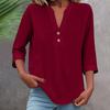 Women's Fashion Solid Color Three-quarter Sleeve Stand Collar Casual Pullover Shirt