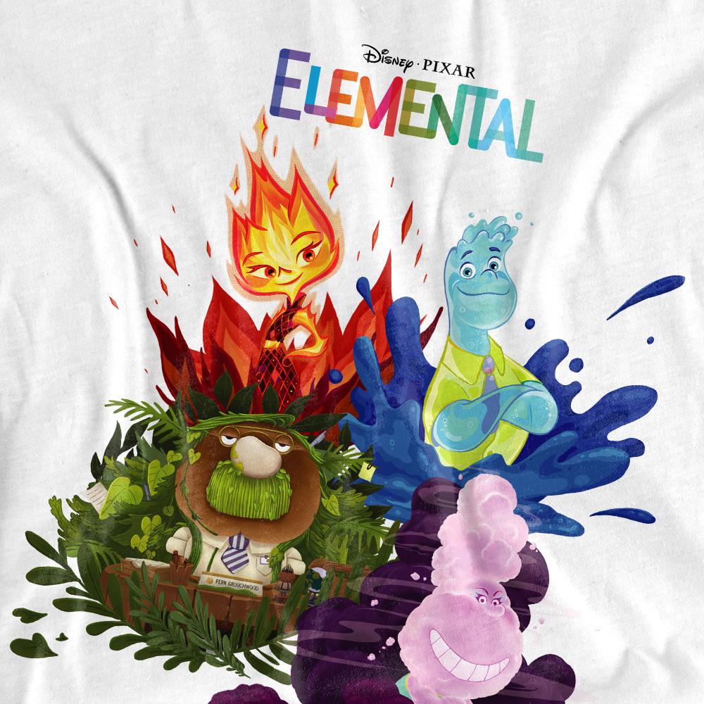Elemental Unisex Adult Ember Wade Gale Grouchwood Group Scene T-Shirt