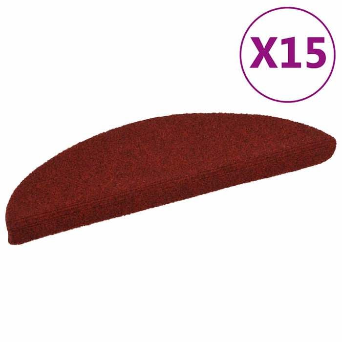 VidaXL Tapis d'escalier autocollants 15 pièces 56 x 17 x 3 cm Rouge bordeaux Demi-rond 132694