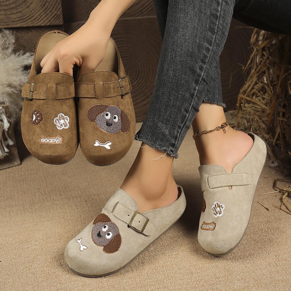 Fashion Women Flat Slippers Fashion Versatile Solid Color Retro Outdoor Sandals Comfortable Designer Shoes Baotou Slippers Slides Women