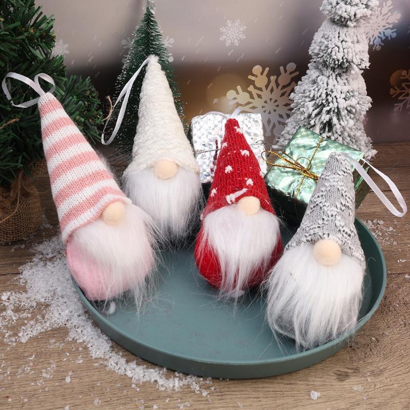 3pcs Set Knitted Faceless Doll Christmas Tree Ornaments Hanging Decorations Old Mam Doll Home DIY Holiday New Year Supplies