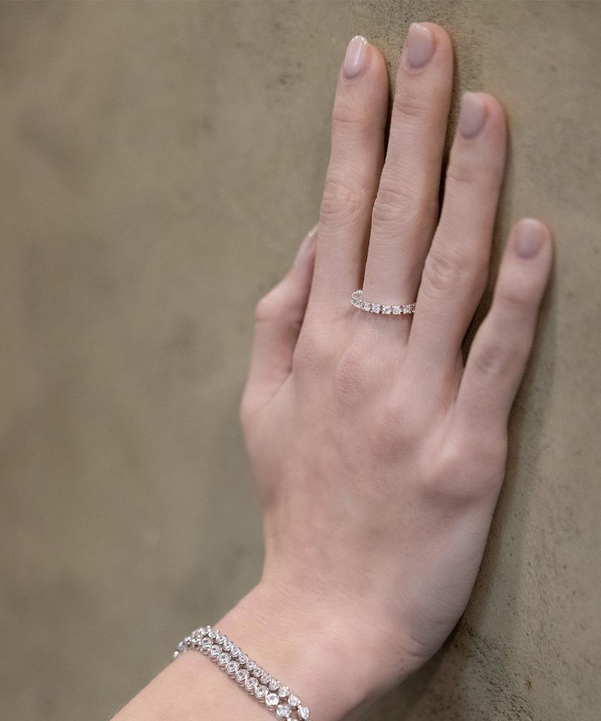 Begins [Silva925] Bb Tennis Chain Ring White