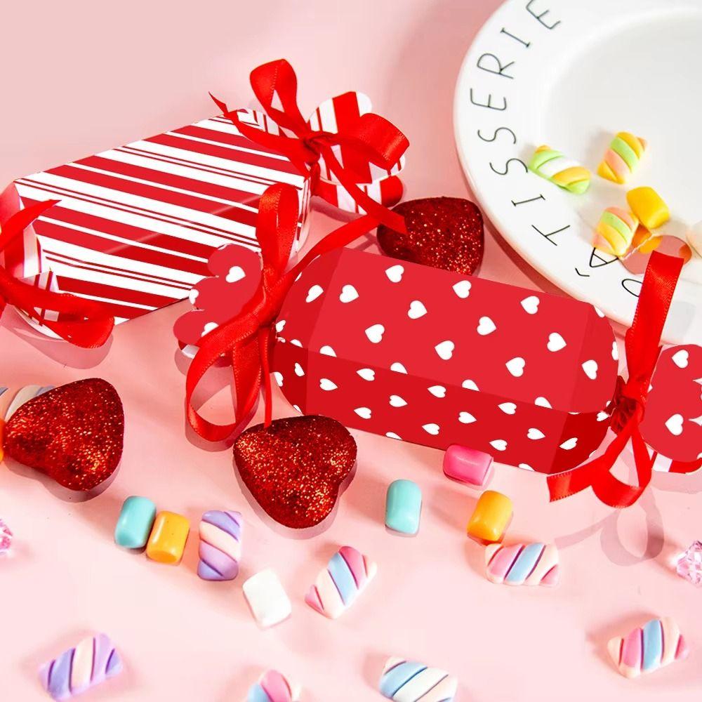 Red Valentine's Day Candy Container Creative Heart Printed Snack Packaging Box Birthday Party