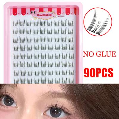 10 Rows Cat Eye Single Cluster Fake Eyelashes Natural Cosplay Makeup False Eyelashes Self-adhesive Natural Wispy Lash Extension