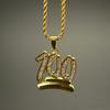 Men Hip Hop Twist Chain Rhinestone Number 100 Pendant Necklace Street Jewelry