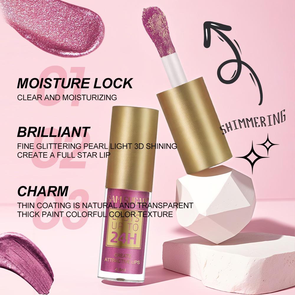 6 Colors Glitter 1pcs Lip Glaze Long Lasting Lip Gloss Waterproof Liquid Lipstick Makeup Lip Oil Lip Tint Moisturizing Lip Balm