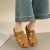 Fashion Baotou Semi-slippers Women's Summer Wear New Woven Hollow Flat Bottom Non-slip Wear-resistant Roman Cool Drag