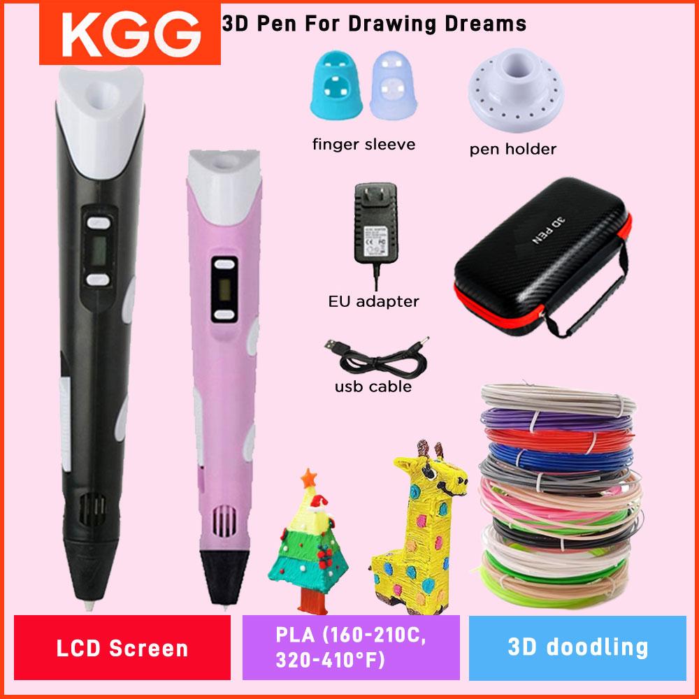3D Printing Pen Drawing With LCD Screen Compatible Pen 9/50/100M PLA Filament Toys Safe Paiting for Children DIY Birthday Gift