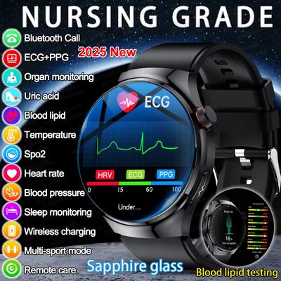 2025 Neue Präzise Blutfette Harnsäure Smartwatch Für Männer EKG+PPG Uhr Outdoor Sport Bluetooth Anruf Gesundheit Smartwatches