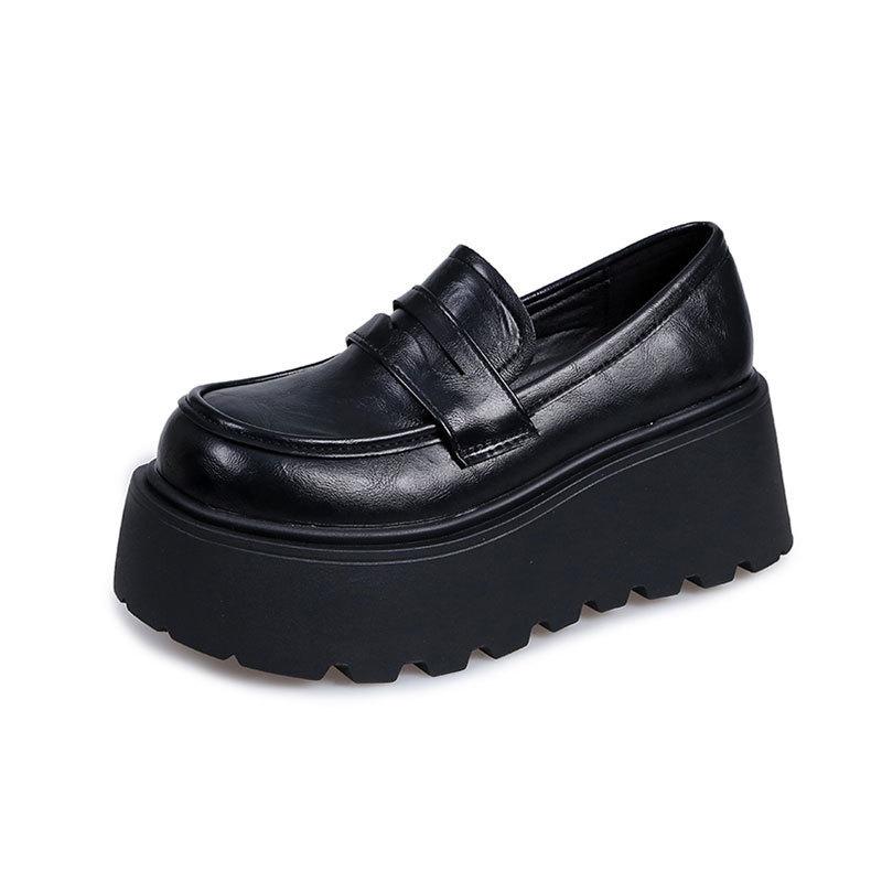 Muffin Platform British Style Small Leather Shoes Women's Spring and Autumn 2025 New Small Versatile Heightening Loafers