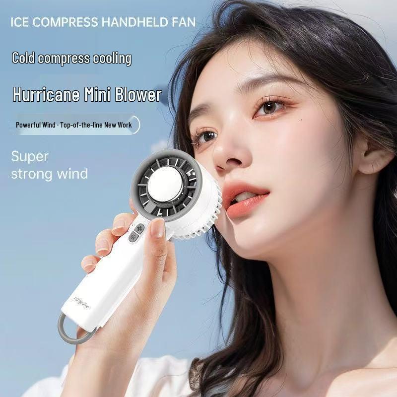 Portable USB-Charging Handheld Ice Pack Cooling Fan with Large Wind Power