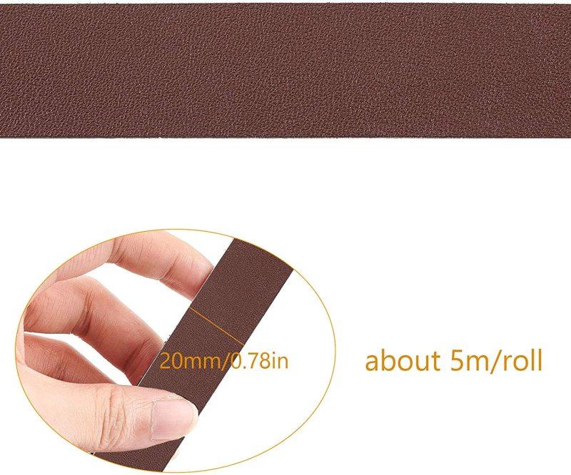 196 palců Měkké kožené řemínky 3/4 palce široké Hnědý kožený řemínek Pás Plnozrnná kožená šňůra Obal pro DIY řemeslné projekty