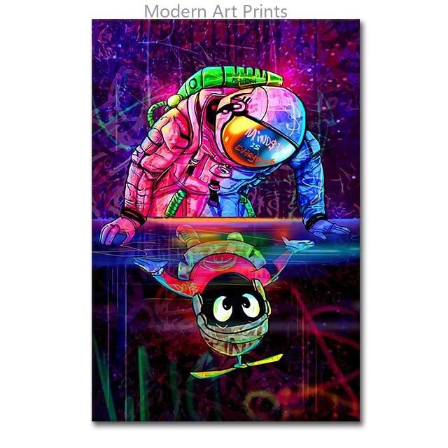 

Cool Space Astronaut Canvas Painting Street Graffiti Posters and Prints Wall Art Pictures For Living Room Home Decor Unframed 21x30cm No Framed
