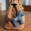 Cute Cloth Pony Pendant Pu Leather Horse Year Key Ring Cartoon Plush Horse Keychain  Hanging