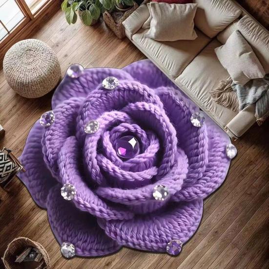 Pluche 3D Bloementapijt Decoratief Absorberend Kleed Sneldrogend Tapijt Zachte Hoogpolige Antislip Mat voor Badkamer Slaapkamer Woonkamer