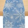 Runner da Tavola Fiocco di Neve Festivo Robusto Lino Decorazione Albero di Natale Copritavola da Pranzo