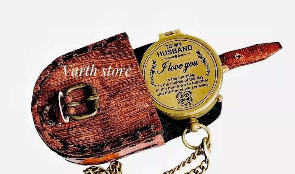 Antique Brass Pocket Compass Nautical Maritime Gift Compass With Case