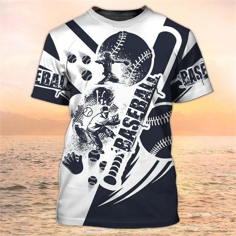 Hot Sale Baseball Pattern Printing Personality 3D Printed T-shirt Sports Softball Unisex Quick-drying Short-sleeved T Shirt Top