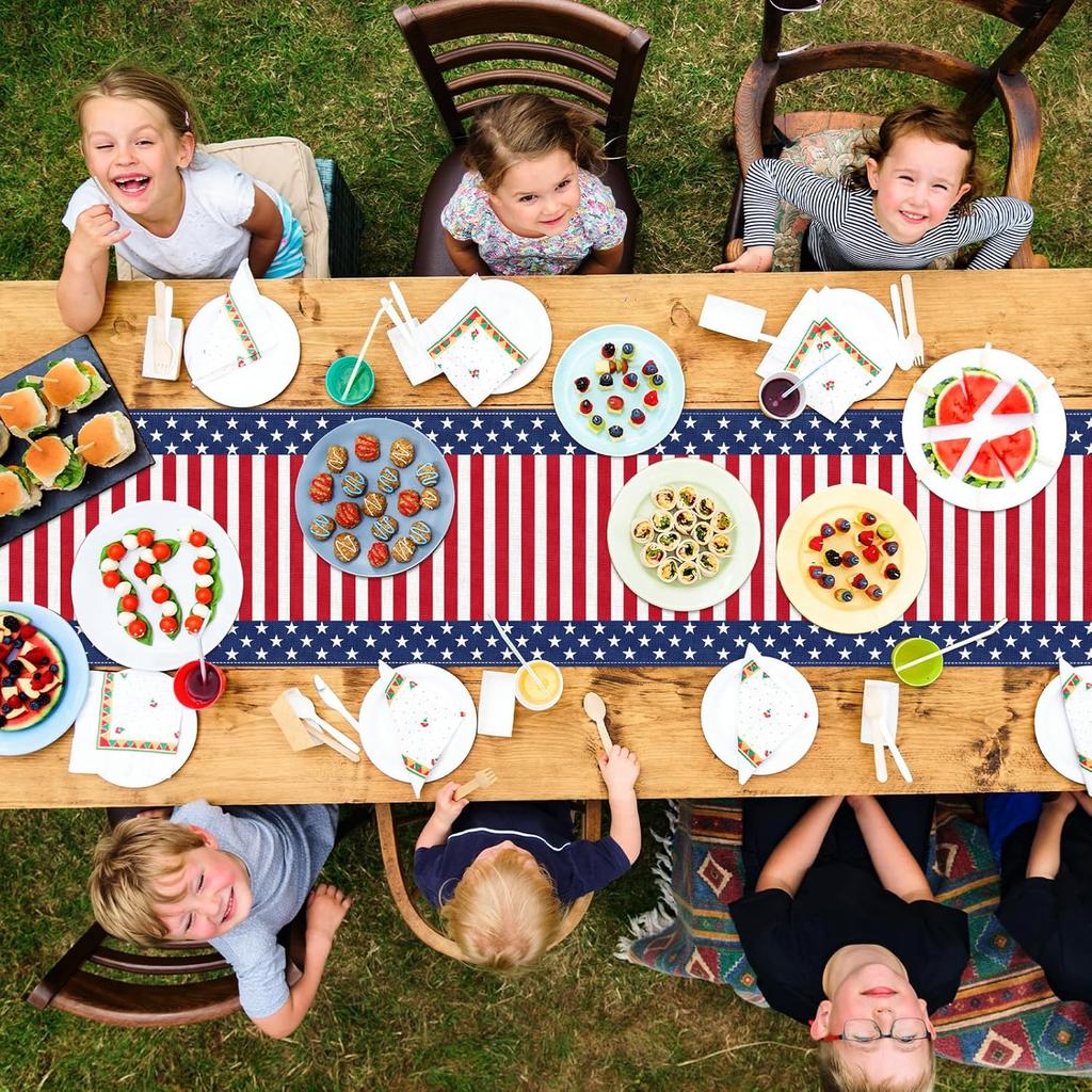 72 x 13 Inches n Flag Table Runner, Red White Blue Stars and Stripes Patriotic Runner for 4th of July, Memorial Day, Veterans Day, and Independence