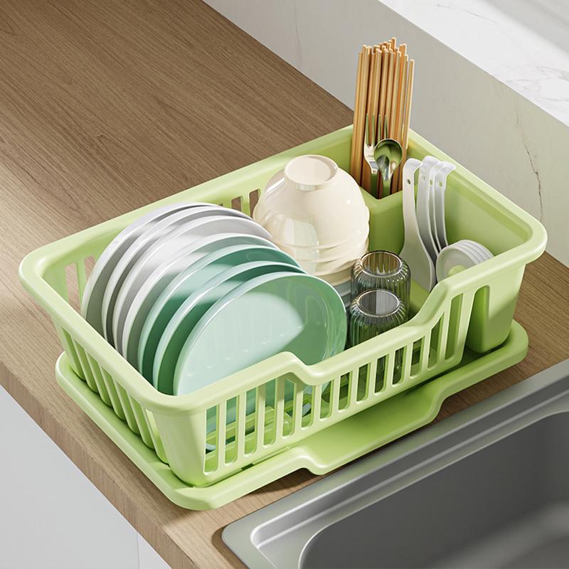 New Pull basket Kitchen cabinet 2-layer drawer Bowl Plastic Drain Basket Space Bowl Rack Home Storage Shelf