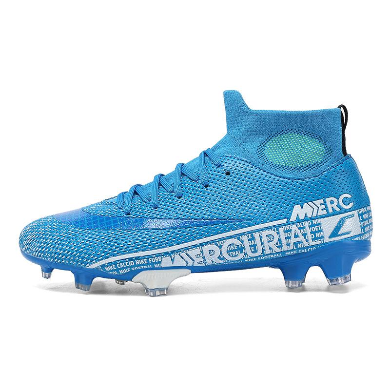 

Подростковые футбольные бутсы большого размера, тренировочные бутсы, популярное голенище-носок, кожаный верх, высокий верх, шипы, студенческие бутсы для пинков, спортивная обувь 45 синий